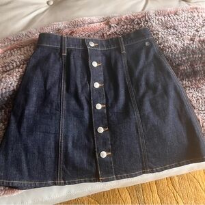 Alexa Chung for AG Dark Blue Button-Front Denim Mini Skirt 28